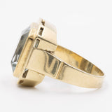 Anello vintage in oro 14k con acquamarina (5,3ct), anni '70