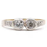 Anello in oro giallo e bianco 14k con diamanti di taglio vecchio (0.60ctw), anni '40