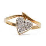 Anello vintage a cuore in oro giallo 14k con diamanti (0,10ctw)