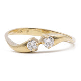Anello vintage in oro giallo 14k con due diamanti (0.19ctw), anni '70