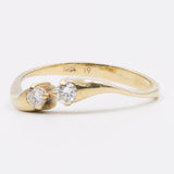 Anello vintage in oro giallo 14k con due diamanti (0.19ctw), anni '70