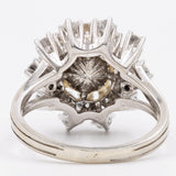 Anello vintage a fiore in oro 18k con perla e diamanti (1ctw), anni '60