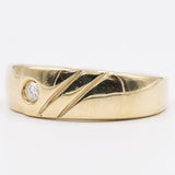 Anello vintage in oro giallo 14k con diamante (0,12ct), anni '70