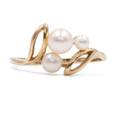 Anello vintage in oro giallo 9k con perle