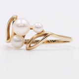 Anello vintage in oro giallo 9k con perle