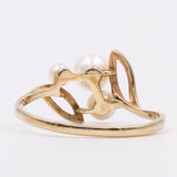 Anello vintage in oro giallo 9k con perle