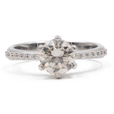 *RISERVATO* Anello solitario in oro bianco 18K con diamante centrale (1.24ct) e diamanti laterali