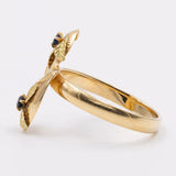 Anello vintage in oro giallo 18k con zaffiri