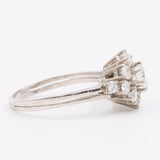 Anello vintage in oro bianco 14k con diamanti (0,90ctw), anni '60