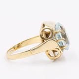 Anello vintage in oro giallo 14k con acquamarina (7.7ct), anni '70