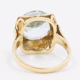 Anello vintage in oro giallo 14k con acquamarina (7.7ct), anni '70