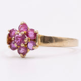 Anello vintage in oro giallo 9K con rubini sintetici (1.40ctw ca.)