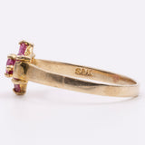 Anello vintage in oro giallo 9K con rubini sintetici (1.40ctw ca.)