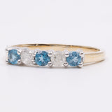 Anello vintage in oro giallo 9K con spinelli (0.24ctw ca.) e diamanti (0.16ctw ca.)
