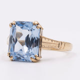 Anello vintage in oro giallo 9K con topazio azzurro (3.50ct ca.)