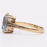 Anello vintage in oro giallo 9K con topazio azzurro (3.50ct ca.)