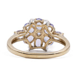 Anello vintage in oro giallo 9k con tanzaniti (1,20ct) e diamanti