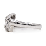 Anello vintage in oro bianco 14K con diamanti bianchi e neri (0.22ctw ca.), anni '70