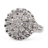 Anello vintage in oro bianco 18K con diamanti (1.18ctw ca.), anni '70