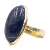 Anello vintage in oro giallo 18k con lapislazzulo, anni '80
