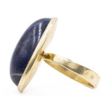 Anello vintage in oro giallo 18k con lapislazzulo, anni '80