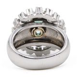 Anello vintage in oro bianco 14k con smeraldo(0,60ct) e diamanti (2ctw), anni '60