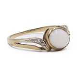 Anello vintage in oro giallo 8k con opale e diamanti