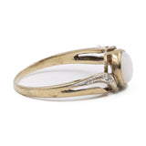 Anello vintage in oro giallo 8k con opale e diamanti