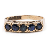 Anello vintage a riviera in oro 9k con zaffiri