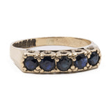 Anello vintage a riviera in oro 9k con zaffiri