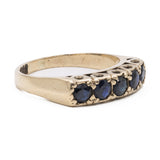 Anello vintage a riviera in oro 9k con zaffiri