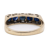 Anello vintage a riviera in oro 9k con zaffiri