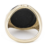 Anello vintage in oro giallo 14k con onice sfaccettato, anni '70