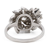 Anello vintage a fiore in oro bianco 14k con diamanti (1,50ctw), anni '60
