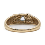 Anello vintage in oro giallo 14K con acquamarina e diamanti (0.20ctw ca.), anni '80