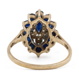 Anello vintage in oro 9k con zaffiri e diamanti
