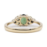 Anello vintage in oro 9k con tormalina verde e peridoti