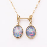 Collana vintage in oro giallo 9K con opali triplet