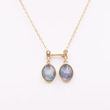 Collana vintage in oro giallo 9K con opali triplet