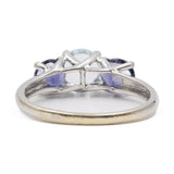 Trilogy vintage in oro bianco 9k con acquamarina (0.70ct ca.) e ioliti (0.70ctw ca.)