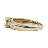 Anello vintage in oro giallo 9k con acquamarina (0,35ct) e diamanti
