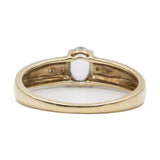 Anello vintage in oro giallo 9k con acquamarina (0,35ct) e diamanti