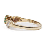 Anello vintage in oro 9K con smeraldi (0.12ctw ca.) e diamanti