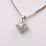Collana vintage e ciondolo in oro bianco 14k con diamanti (0,60ctw), anni '70