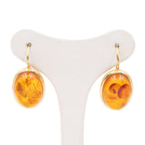 Orecchini antichi in oro giallo 18k e ambra, anni '60