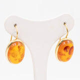 Orecchini antichi in oro giallo 18k e ambra, anni '60