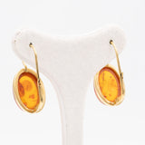 Orecchini antichi in oro giallo 18k e ambra, anni '60