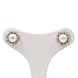 Orecchini a margherita vintage in oro bianco 18K con perle e diamanti (0.80ctw ca.), anni '60