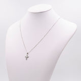 Collana vintage con pendente a croce in oro bianco 9k con diamanti
