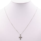 Collana vintage con pendente a croce in oro bianco 9k con diamanti